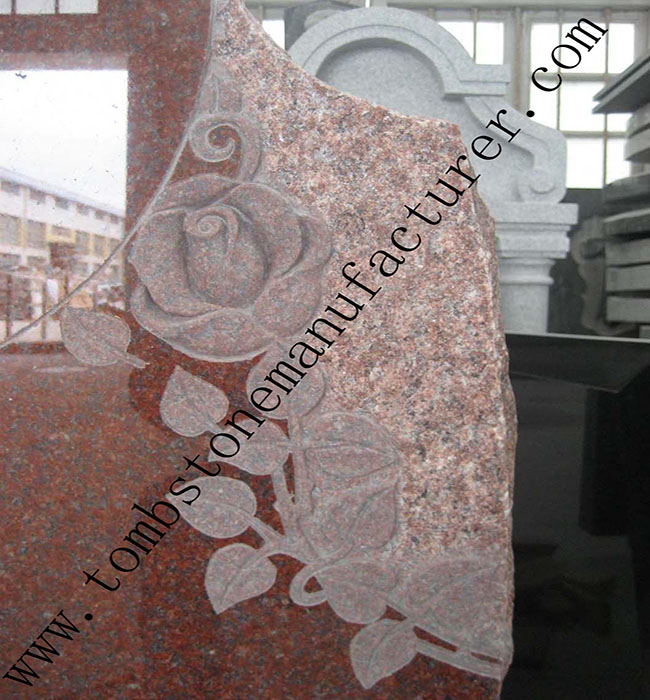 rose carving granite headstone24